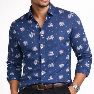 Bar III Slim-Fit Stretch Floral Button-Down | Size XL (17/17.5 | 34/35)